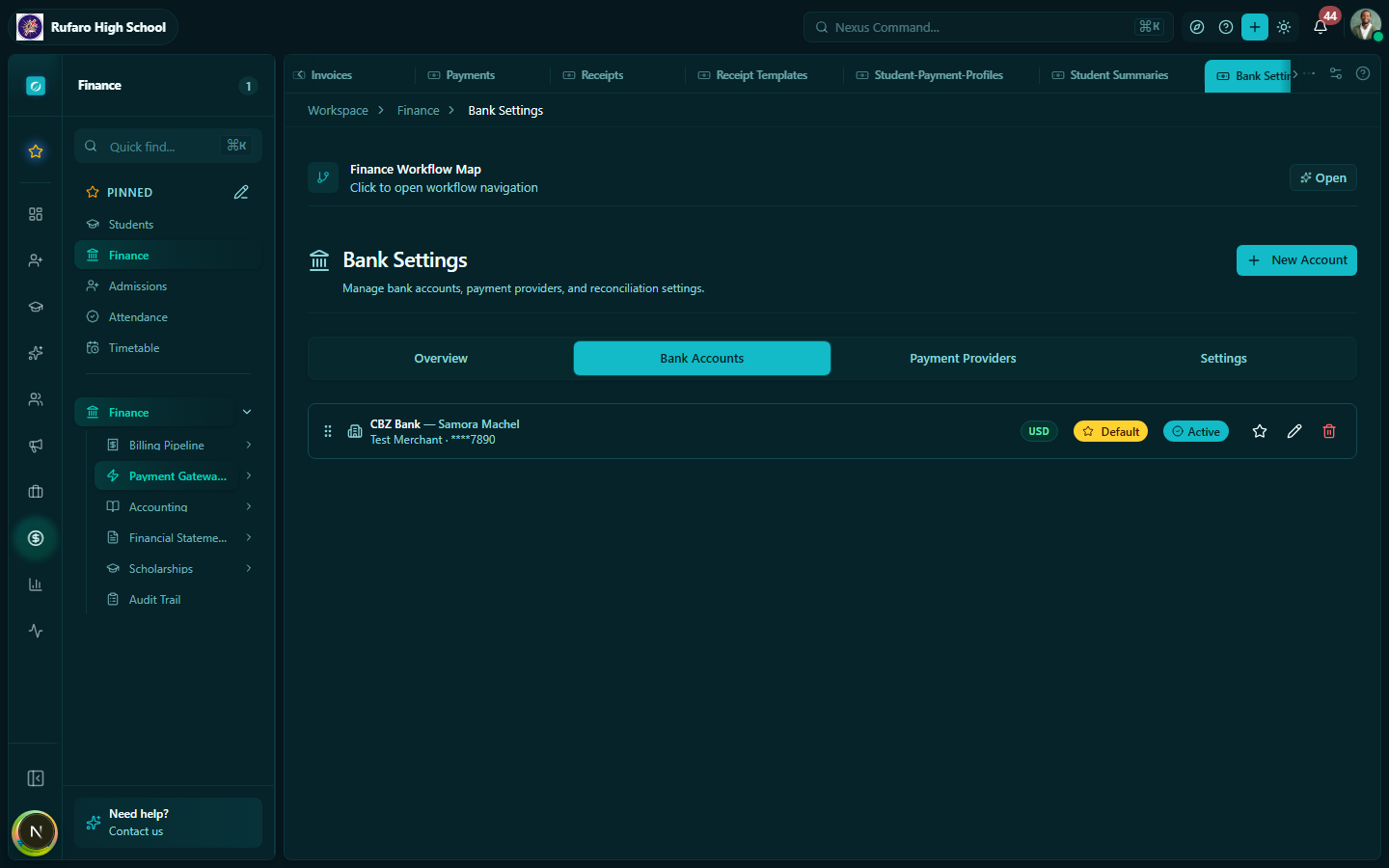 Payment Gateways overview showing available gateway options with connected status indicators