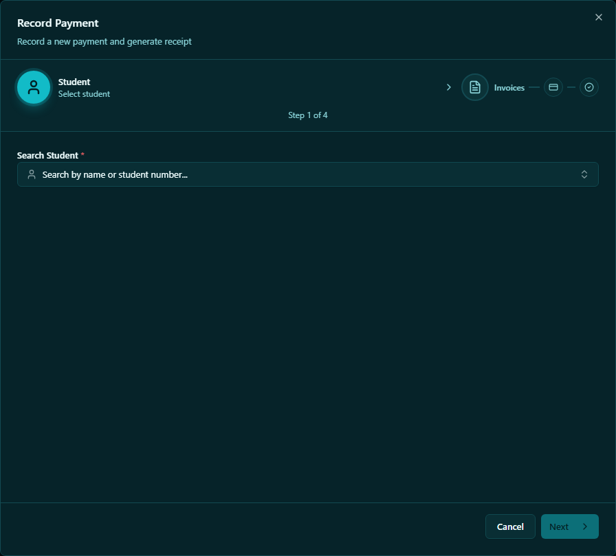 Payments — record new payment